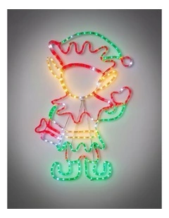70x116cm Rope Light Christmas Elf Silhouette