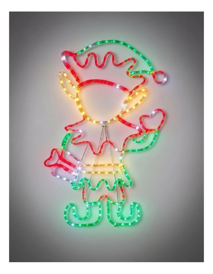 70x116cm Rope Light Christmas Elf Silhouette image 1