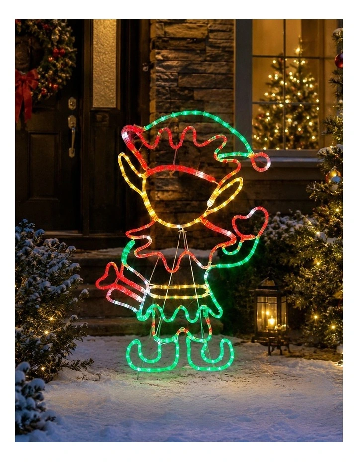 70x116cm Rope Light Christmas Elf Silhouette image 2