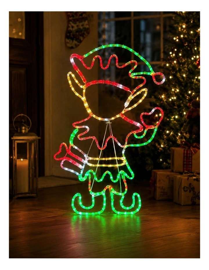 70x116cm Rope Light Christmas Elf Silhouette image 3