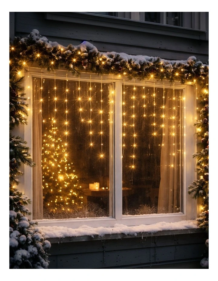 600LED Snowing Icicle Lights Warm White image 2