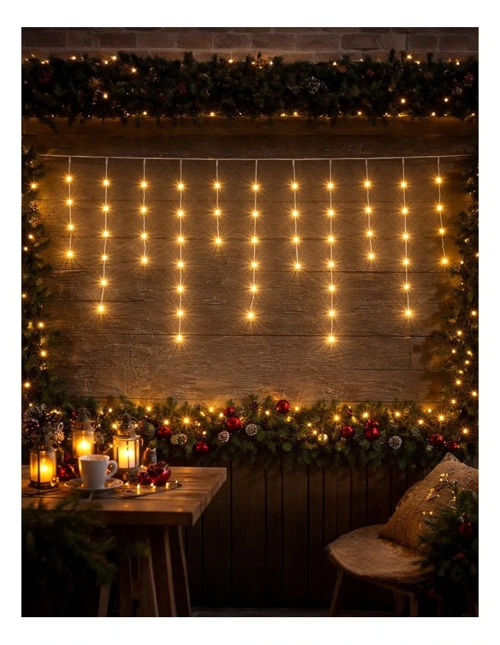 600LED Snowing Icicle Lights Warm White image 3