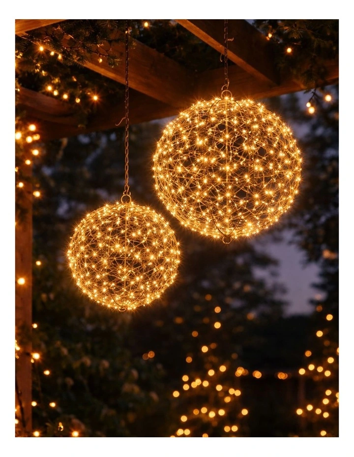 Woven Wire LED Metal Ball - Amber Warm White D40cm image 4
