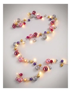 2.1M Light Up Bauble Garland Pink
