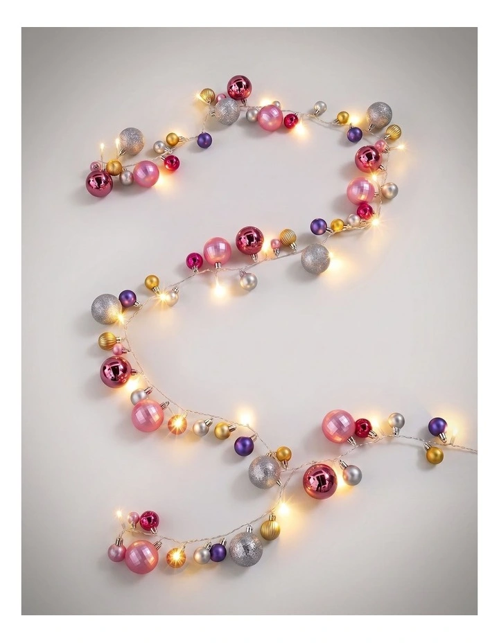 2.1M Light Up Bauble Garland Pink image 1