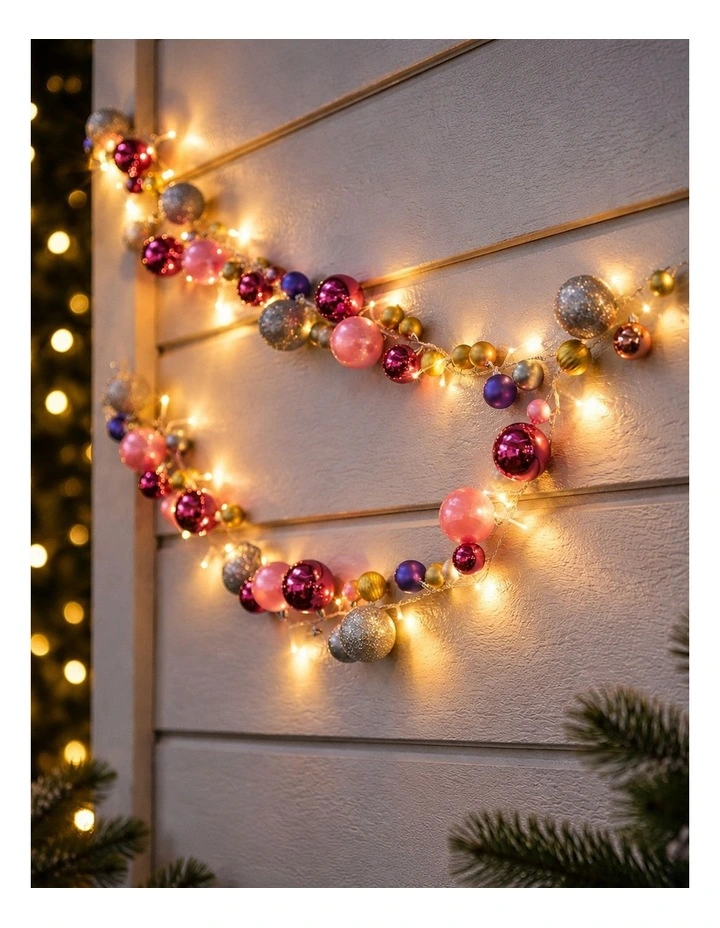 2.1M Light Up Bauble Garland Pink image 3