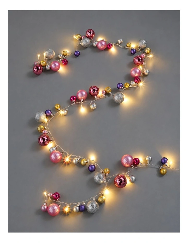 2.1M Light Up Bauble Garland Pink image 4