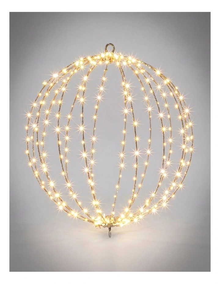 Ribbed LED Metal Ball - Warm White D80cm image 1