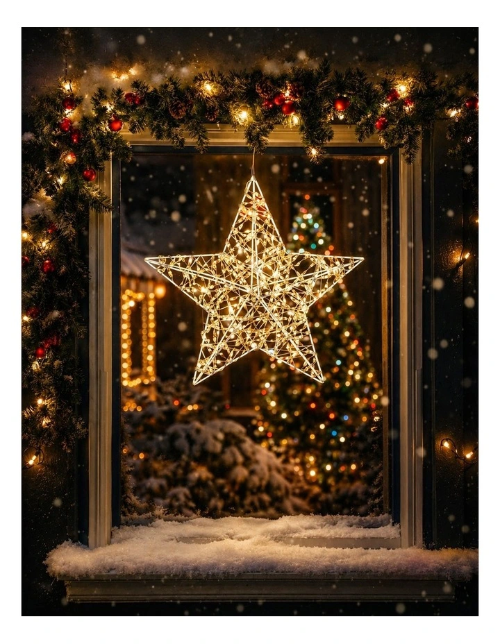 30cm Iridescent Gliter Light up Star image 3