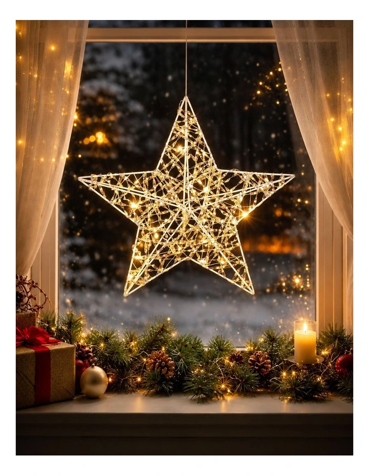 30cm Iridescent Gliter Light up Star image 4