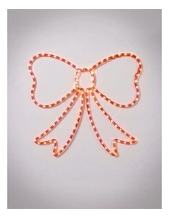 55x50cm Lit Bow Warm White LEDs on Red Frame