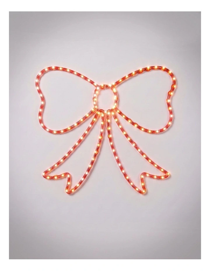 55x50cm Lit Bow Warm White LEDs on Red Frame image 1