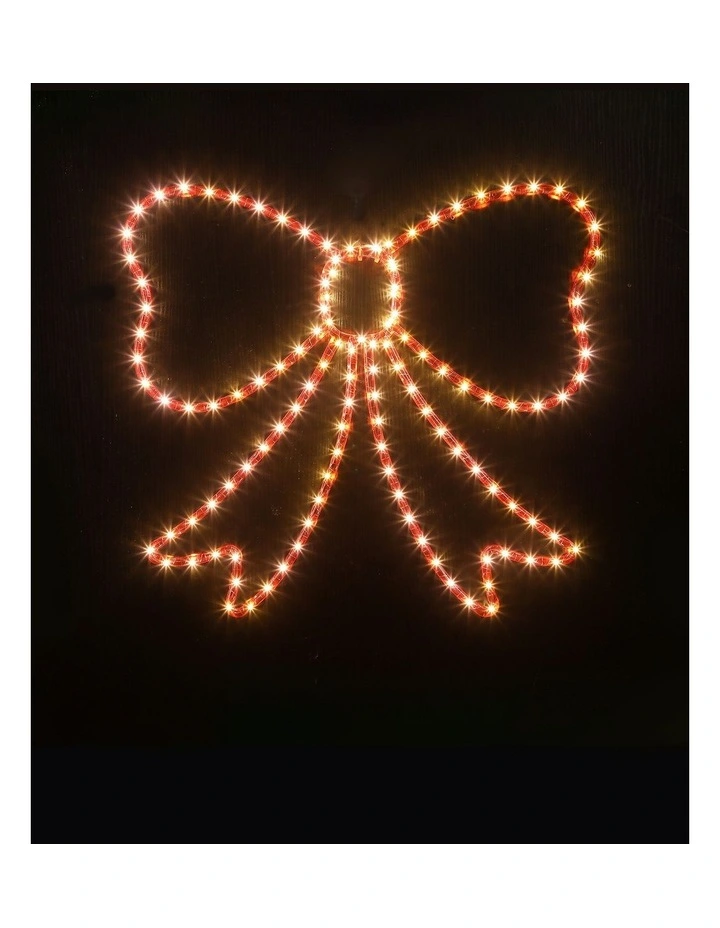 55x50cm Lit Bow Warm White LEDs on Red Frame image 4