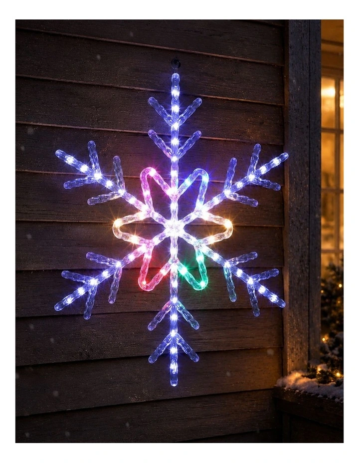 50cm Snowflake With Shooting Star Effect White Multicolour image 2