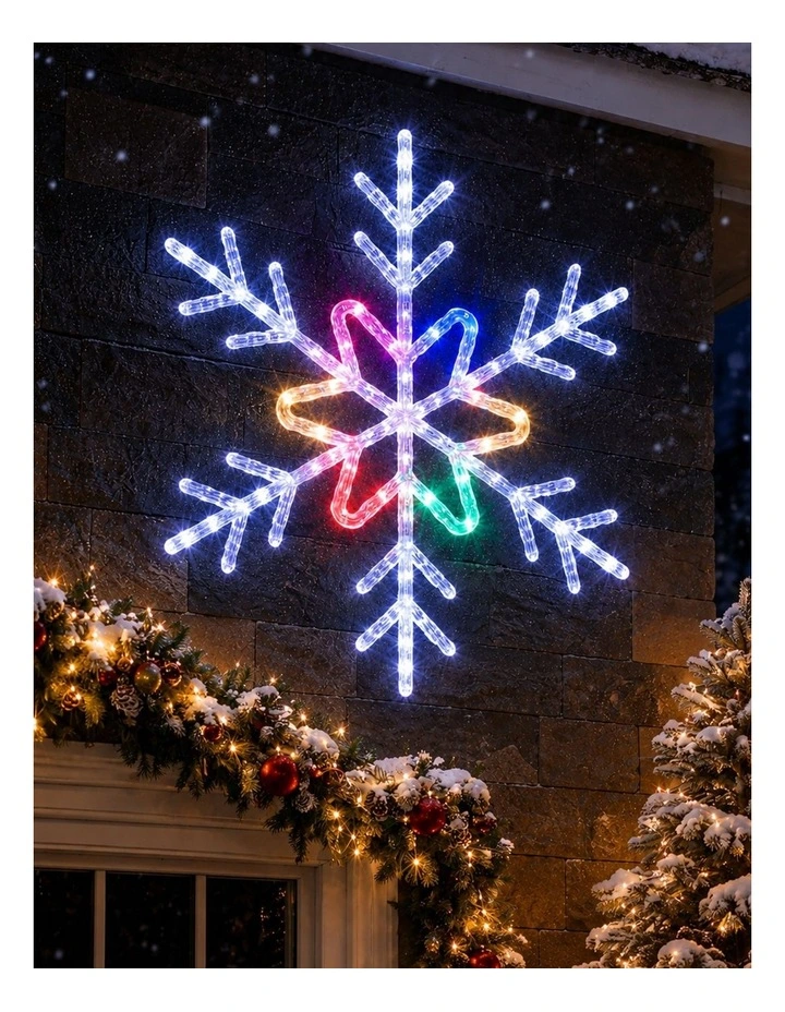 50cm Snowflake With Shooting Star Effect White Multicolour image 3