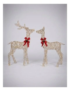 130/110cm Iridescent Gliter Stag&Doe Light Up Reindeer
