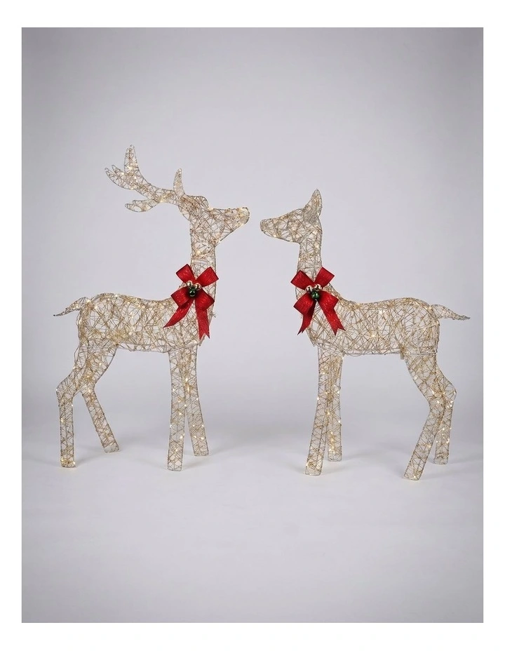 130/110cm Iridescent Gliter Stag&Doe Light Up Reindeer image 1