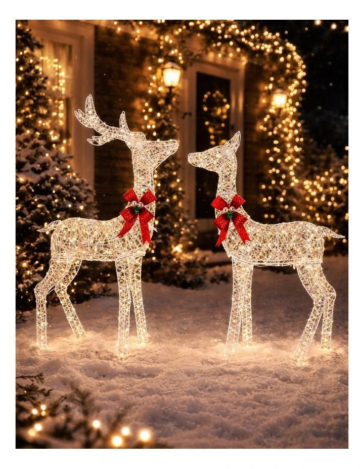 130/110cm Iridescent Gliter Stag&Doe Light Up Reindeer image 2