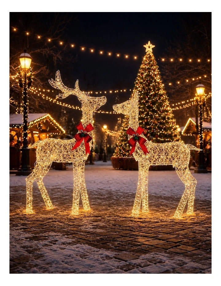 130/110cm Iridescent Gliter Stag&Doe Light Up Reindeer image 4