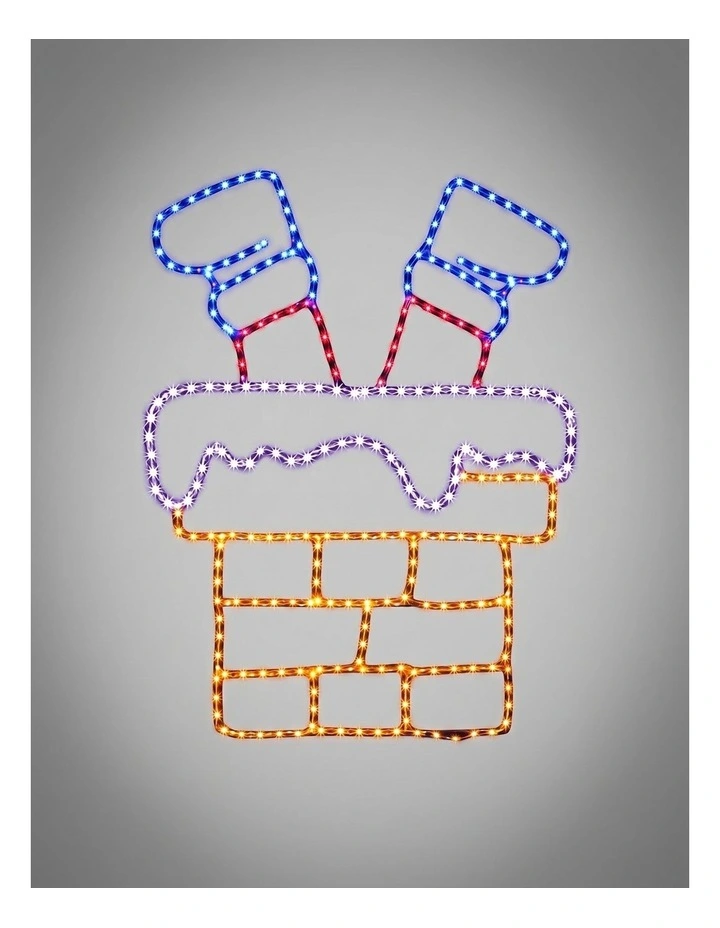 60X46CM Dewdrop Flashing Stuck Santa Legs Chimney Silhouette image 1