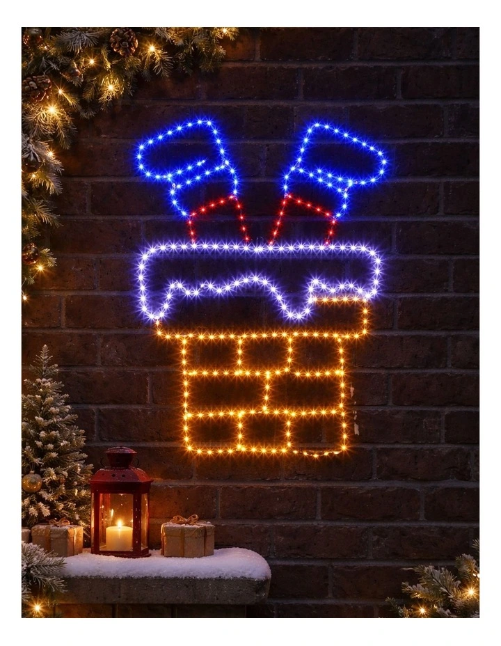 60X46CM Dewdrop Flashing Stuck Santa Legs Chimney Silhouette image 2