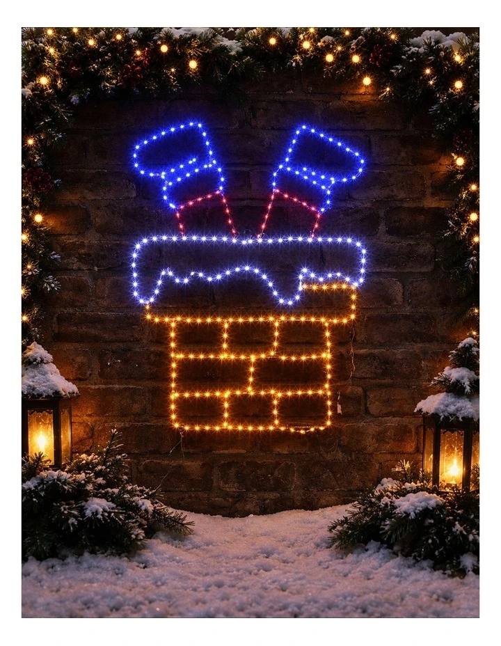 60X46CM Dewdrop Flashing Stuck Santa Legs Chimney Silhouette image 3