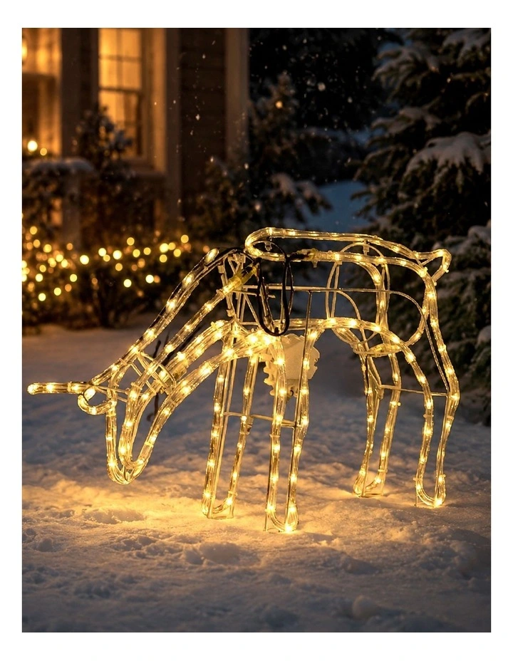 3D Illuminated LED Reindeer Stand Feeding with Motor - Warm White image 3
