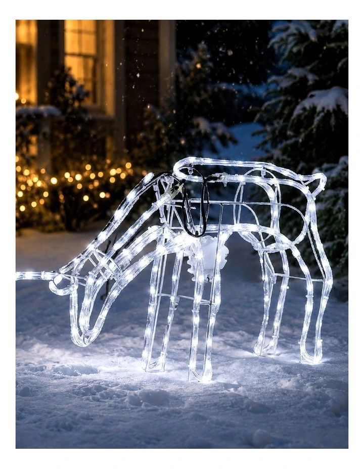 3D Illuminated LED Reindeer Stand Feeding with Motor - White image 3