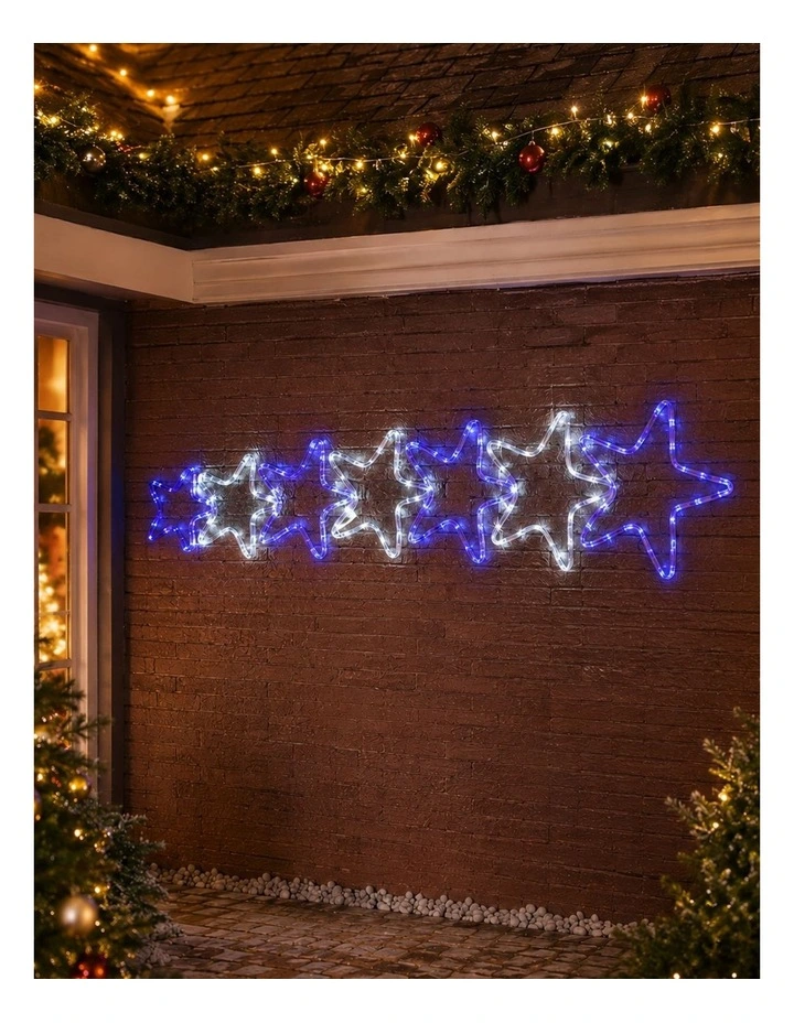 LED 7 Stars Rope Lights Silhouette - White Blue image 2