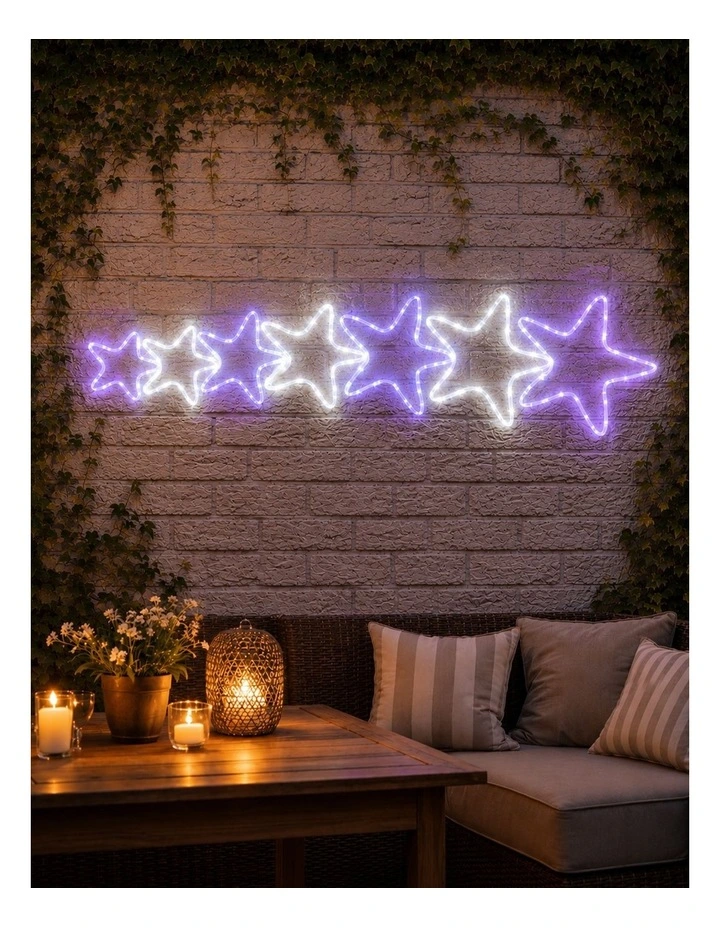 LED 7 Stars Rope Lights Silhouette - White Blue image 3