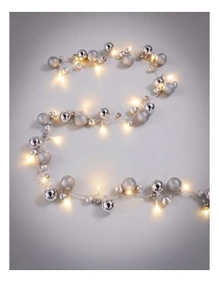 2.1M Light Up Bauble Garland Silver