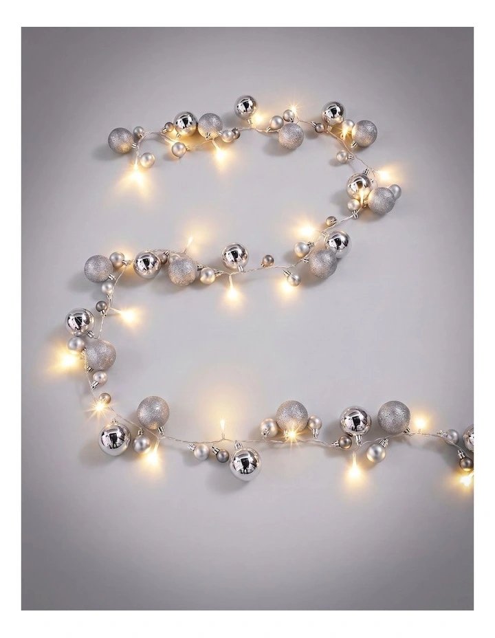2.1M Light Up Bauble Garland Silver image 1