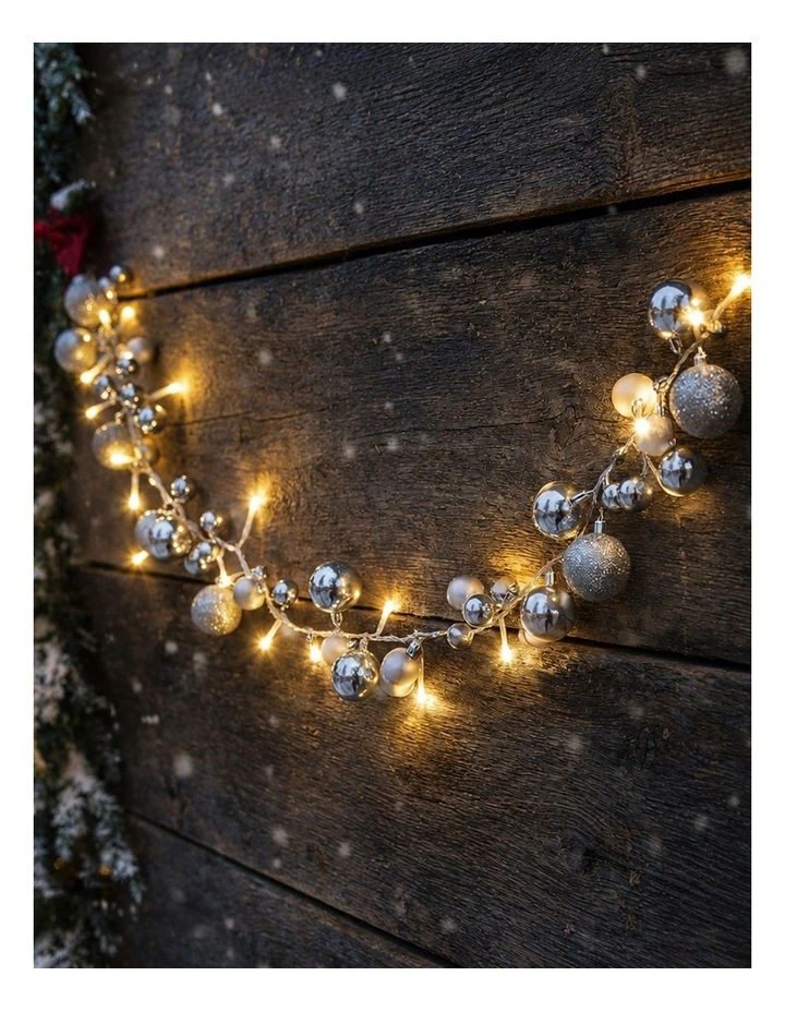 2.1M Light Up Bauble Garland Silver image 3