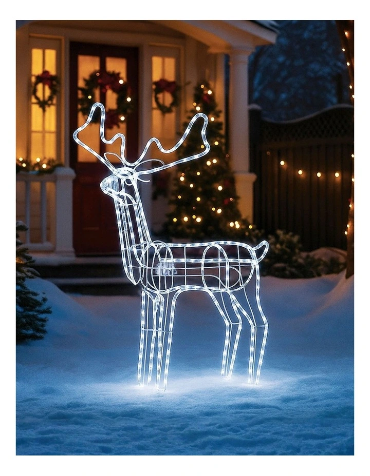 3D Illuminated LED Reindeer with Motor - White image 2