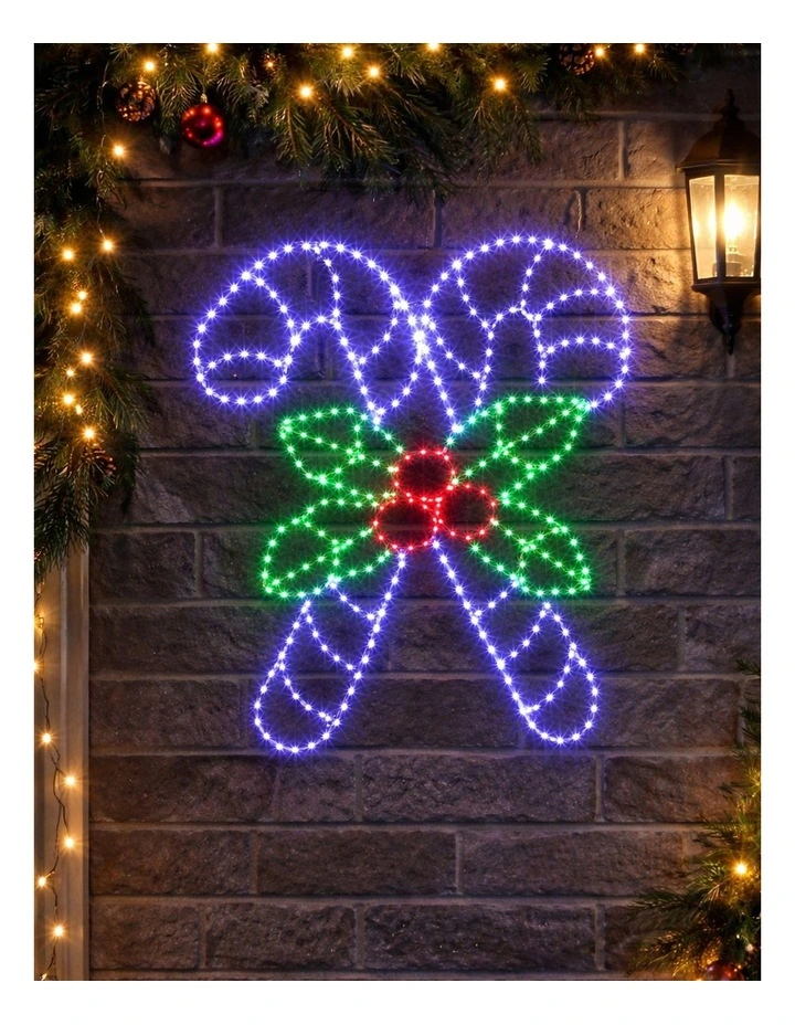 60X51CM Dewdrop Crossed Candy Canes with Holly Berries Silhouette image 2