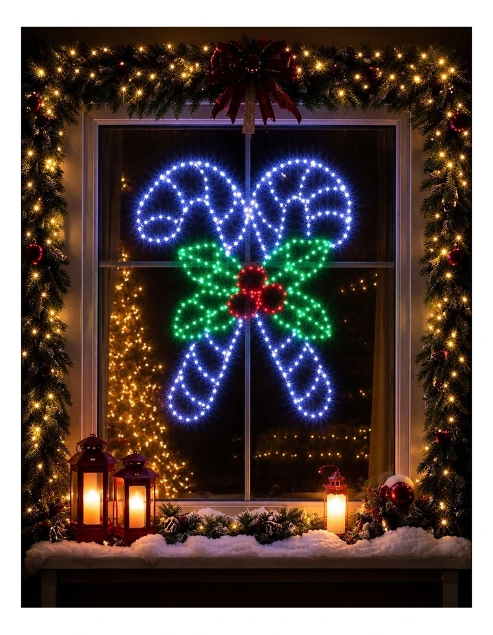 60X51CM Dewdrop Crossed Candy Canes with Holly Berries Silhouette image 3