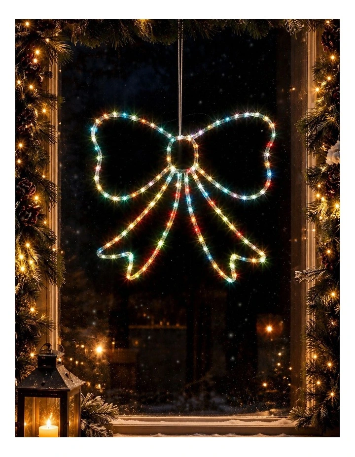55x50cm Lit Bow RGB LEDs on Clear Frame image 2