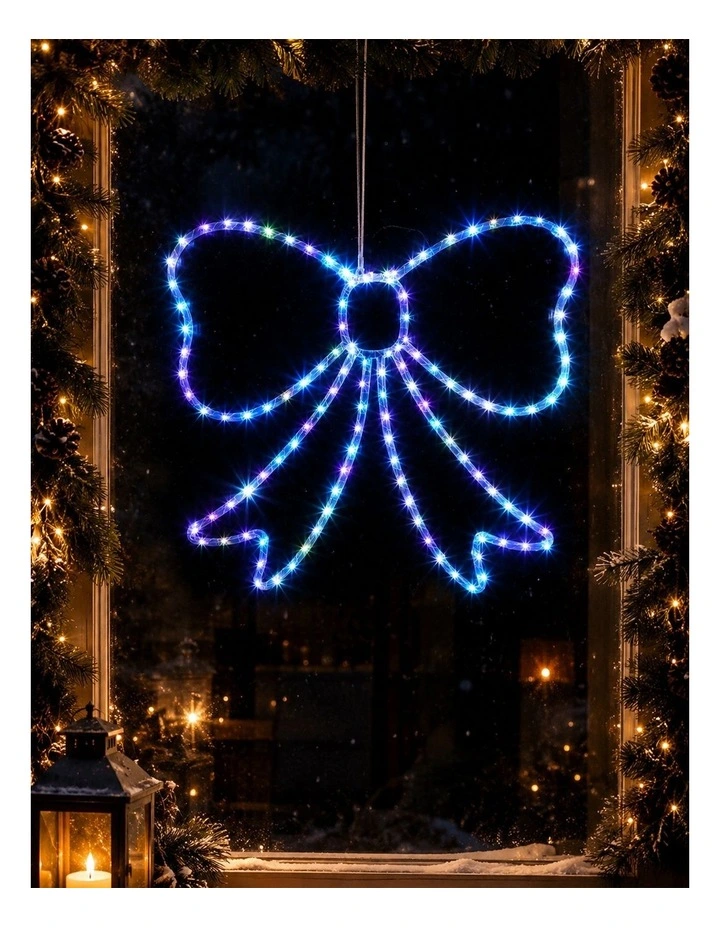 55x50cm Lit Bow RGB LEDs on Clear Frame image 3