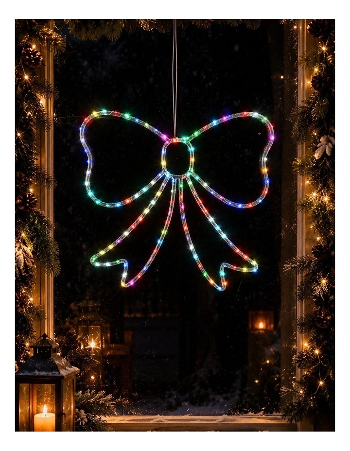 55x50cm Lit Bow RGB LEDs on Clear Frame image 4