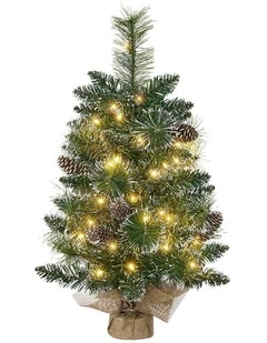 Tinseltown Mini LED Christmas Tree Faux Pine Cones Battery Powered 60cm Green