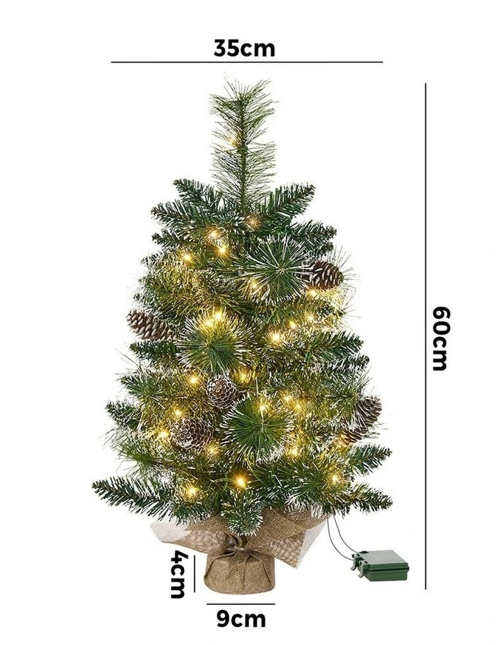 Tinseltown Mini LED Christmas Tree Faux Pine Cones Battery Powered 60cm Green image 3