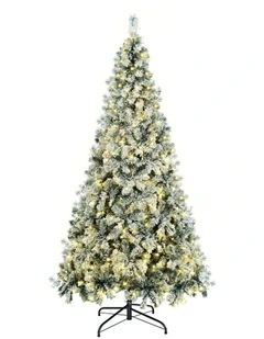 Tinseltown LED Christmas Tree 2.4M 8FT Xmas Trees White Snow Flocked Decorations