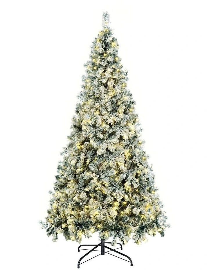 Tinseltown LED Christmas Tree 2.4M 8FT Xmas Trees White Snow Flocked Decorations image 1