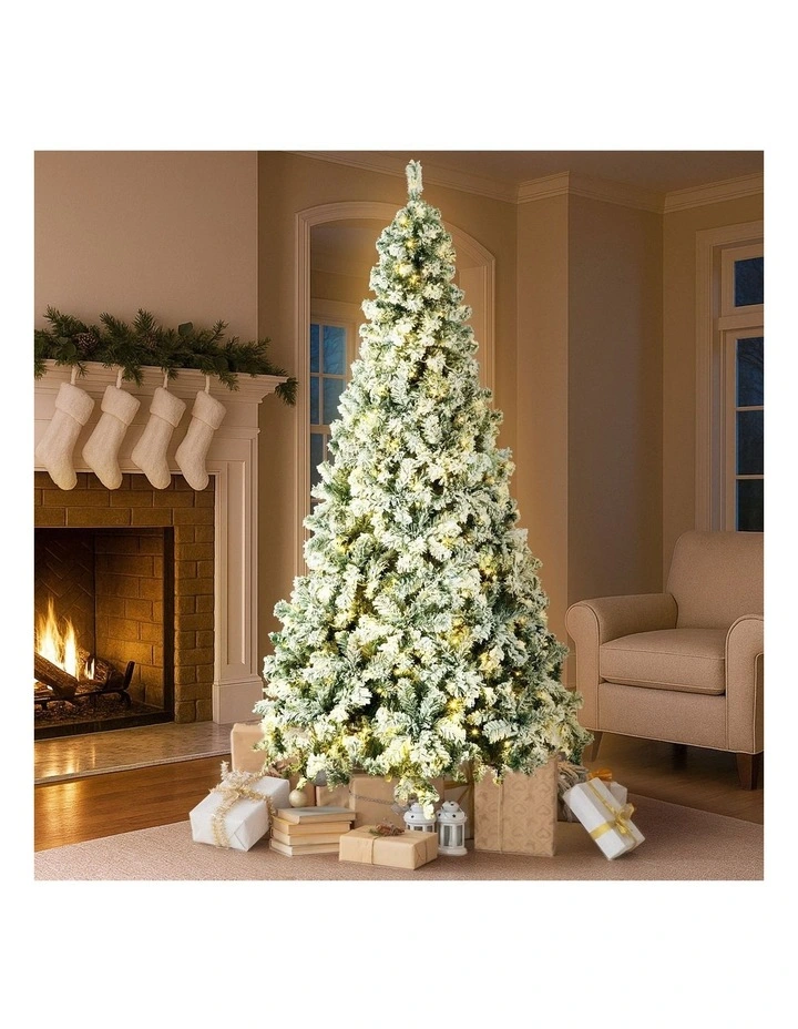 Tinseltown LED Christmas Tree 2.4M 8FT Xmas Trees White Snow Flocked Decorations image 4