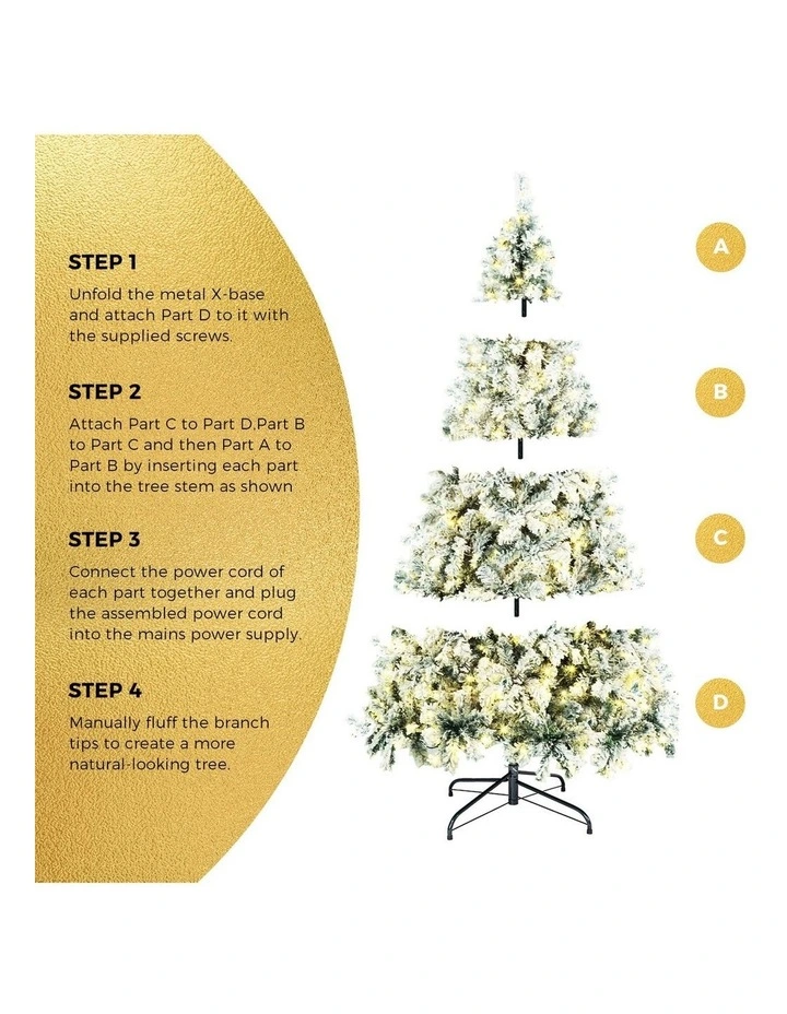 Tinseltown LED Christmas Tree 2.4M 8FT Xmas Trees White Snow Flocked Decorations image 7