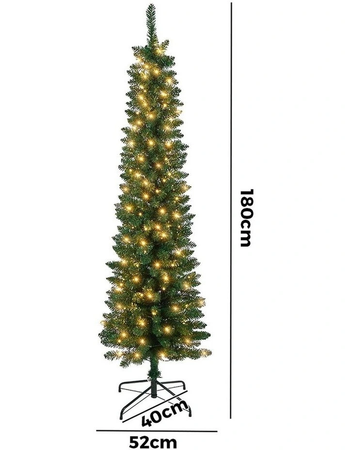 Tinseltown Slim LED Christmas Tree 6FT 1.8M Warm Lights Green image 3