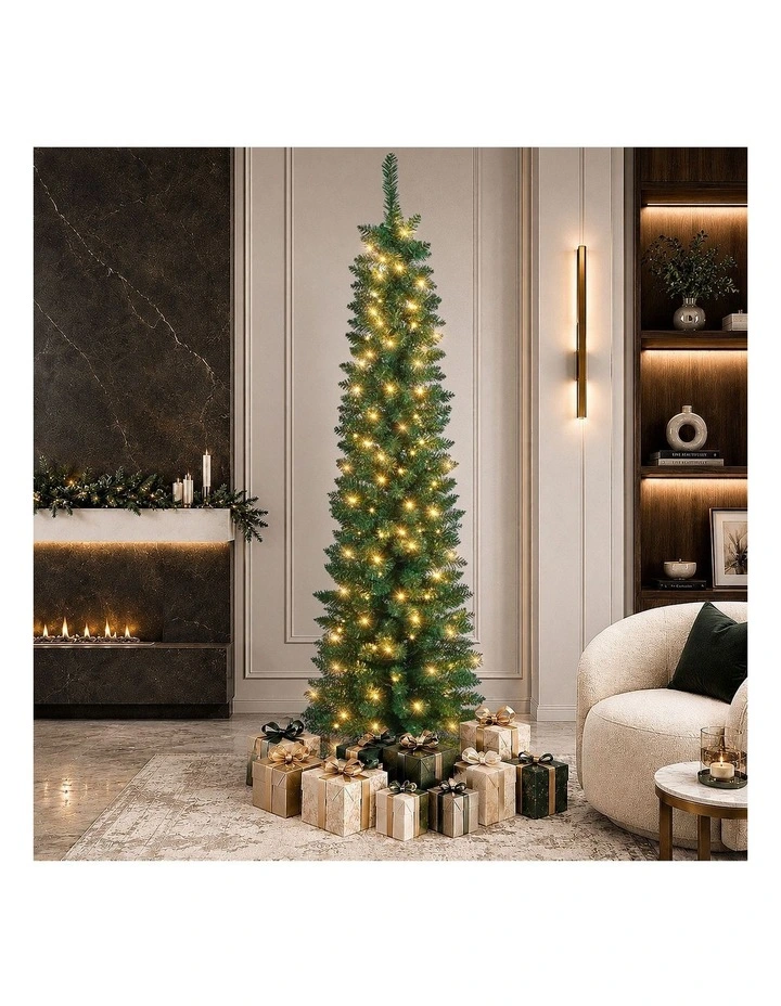Tinseltown Slim LED Christmas Tree 6FT 1.8M Warm Lights Green image 4