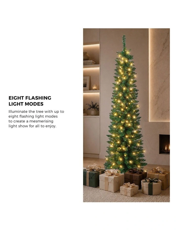 Tinseltown Slim LED Christmas Tree 6FT 1.8M Warm Lights Green image 6