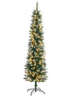 Tinseltown Slim LED Christmas Tree 6FT 1.8M Warm Lights Green White