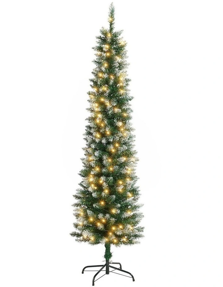Tinseltown Slim LED Christmas Tree 6FT 1.8M Warm Lights Green White image 1